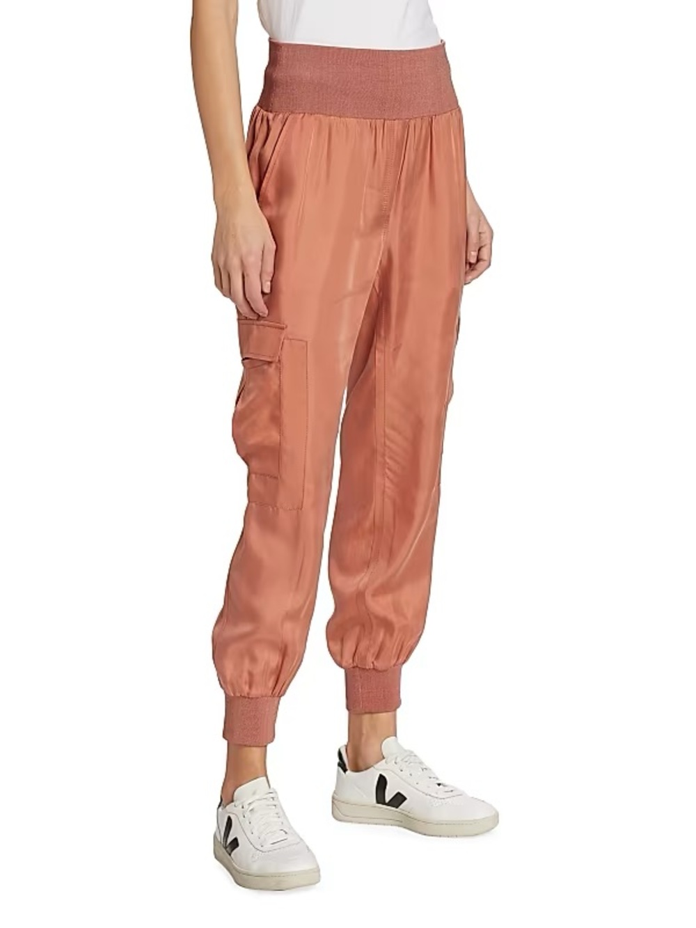 Cinq à Sept Giles Twill Cargo Joggers in Apricot